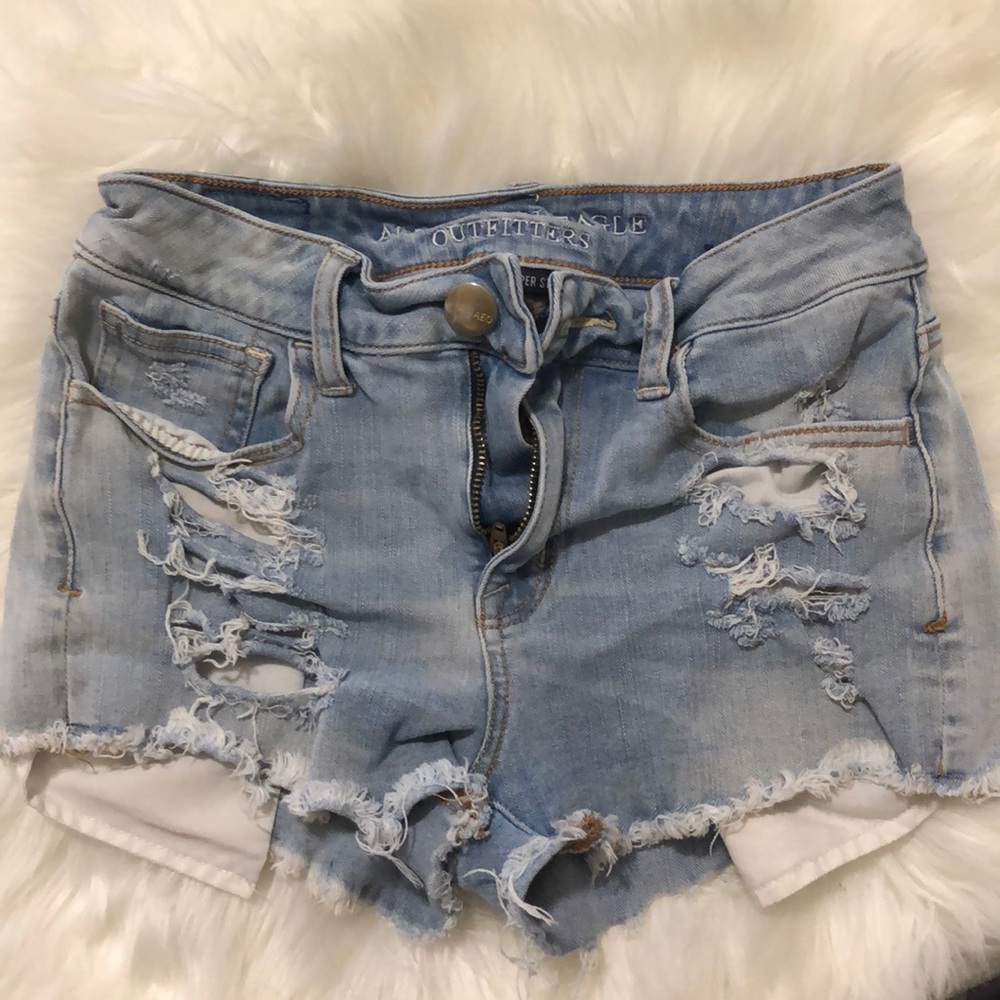 American Eagle distressed high-mid rise shorts